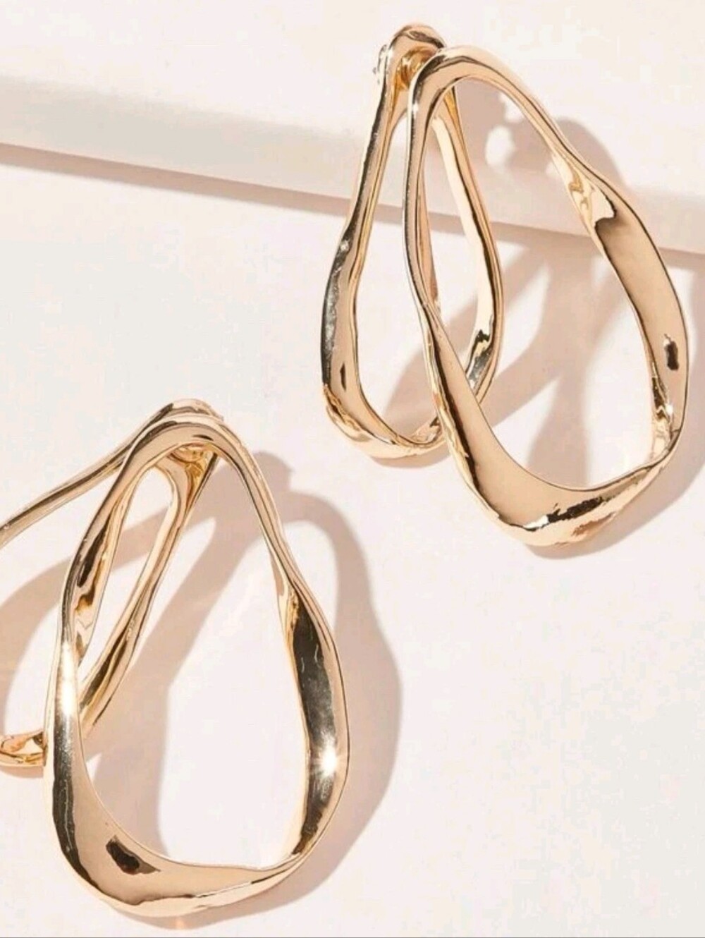 Gold Teardrop Front And Back Earrings; nwot